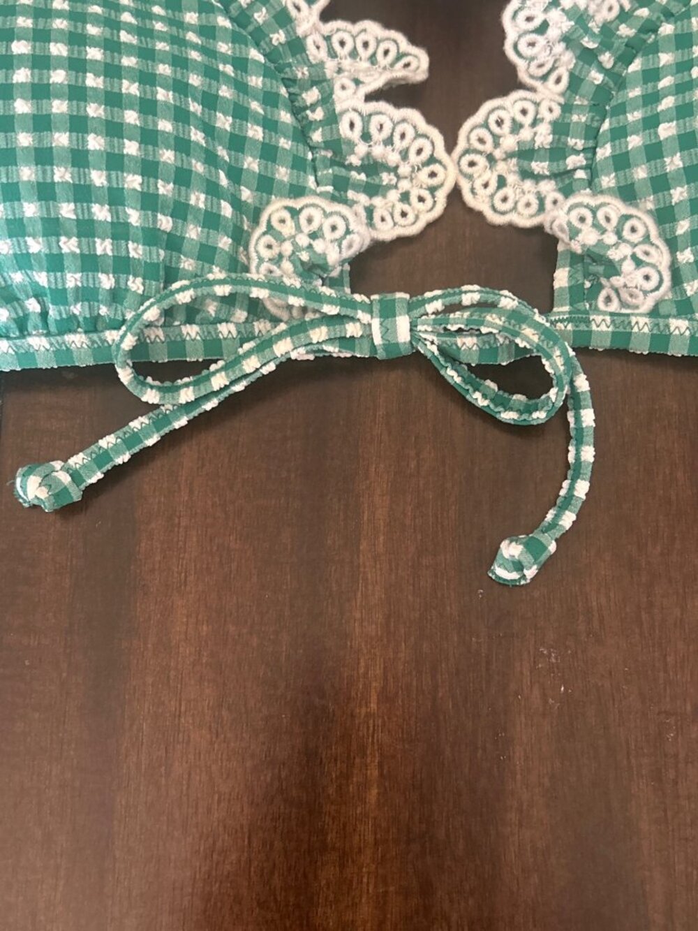 J.Crew Green Gingham & Lace Ruffle Bikini Set Size XS Women's Swimwear - Picture 9 of 15